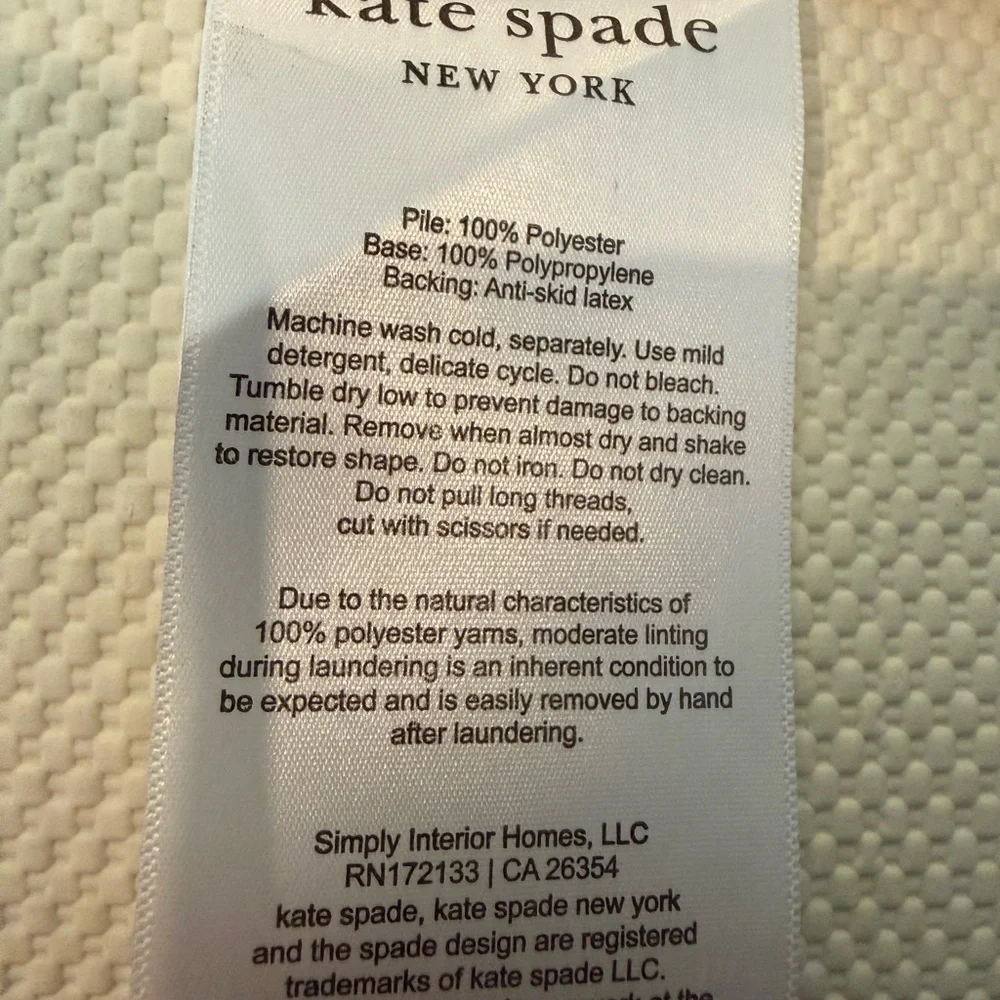 Kate Spade Striped Yellow & White Bath Mat NWT